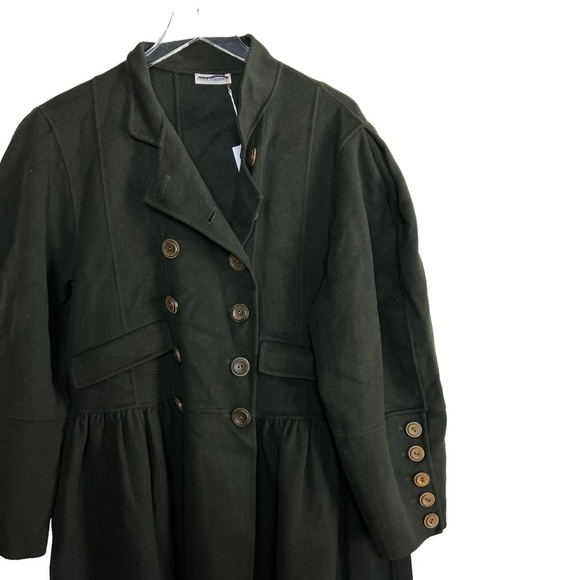 ULLA JOHNSON | Rowena Coat Wool Pine Military Green Double Breasted - Picture 5 of 6